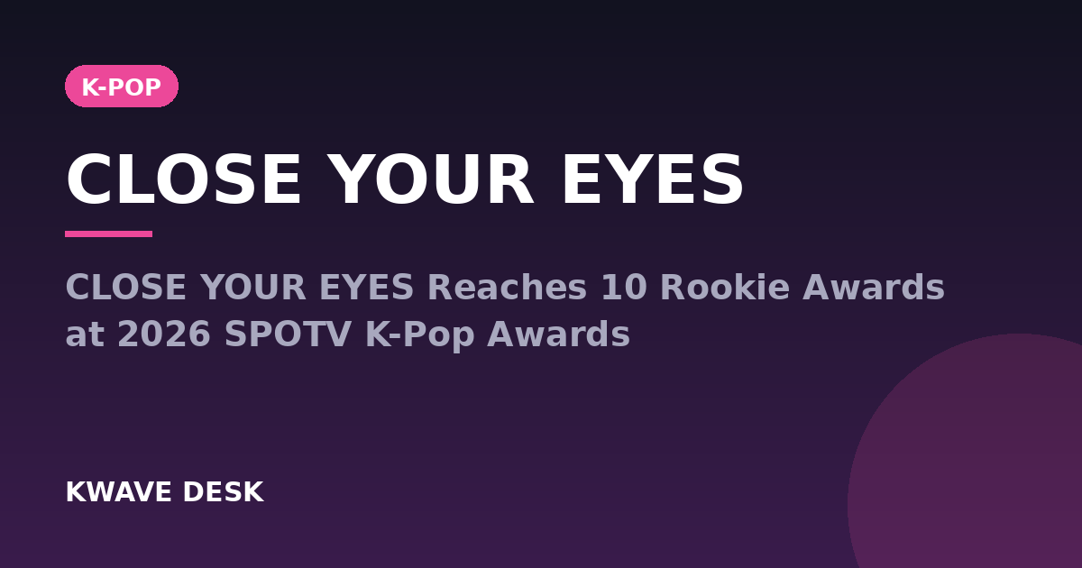 CLOSE YOUR EYES - CLOSE YOUR EYES Reaches 10 Rookie Awards at 2026 SPOTV K-Pop Awards