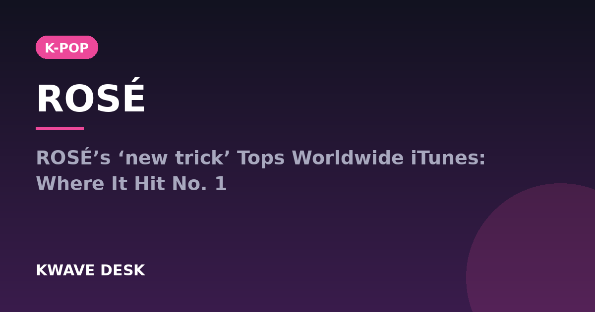 ROSÉ - ROSÉ’s ‘new trick’ Tops Worldwide iTunes: Where It Hit No. 1