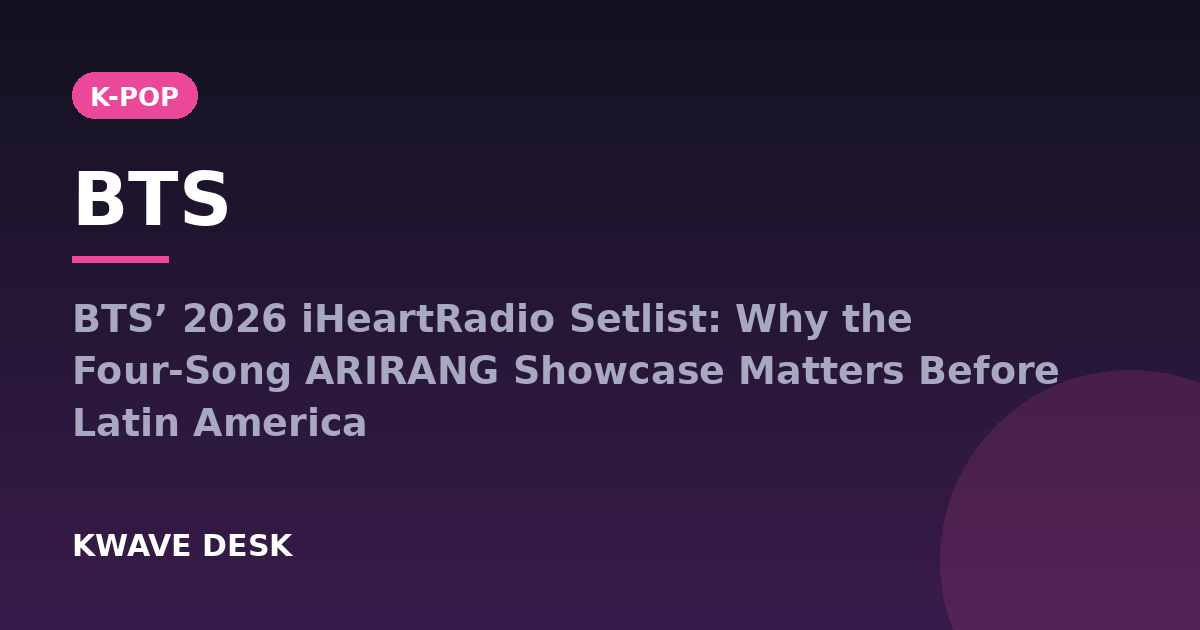 BTS - BTS’ 2026 iHeartRadio Setlist: Why the Four-Song ARIRANG Showcase Matters Before Latin America