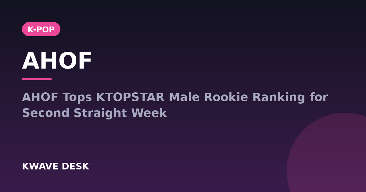 AHOF - AHOF Tops KTOPSTAR Male Rookie Ranking for Second Straight Week
