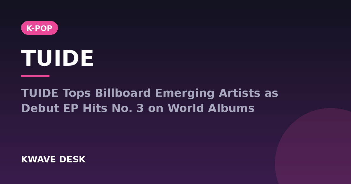 TUIDE - TUIDE Tops Billboard Emerging Artists as Debut EP Hits No. 3 on World Albums