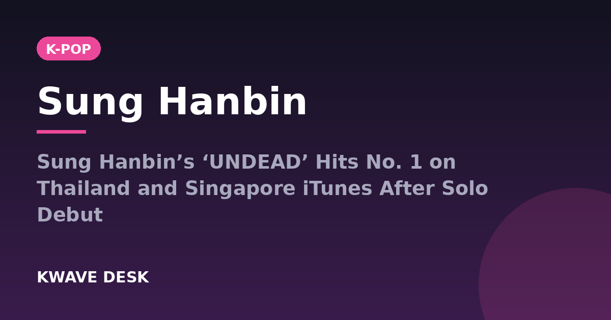 Sung Hanbin - Sung Hanbin’s ‘UNDEAD’ Hits No. 1 on Thailand and Singapore iTunes After Solo Debut