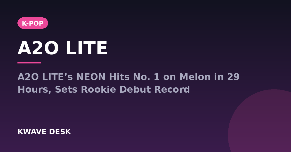 A2O LITE - A2O LITE’s NEON Hits No. 1 on Melon in 29 Hours, Sets Rookie Debut Record